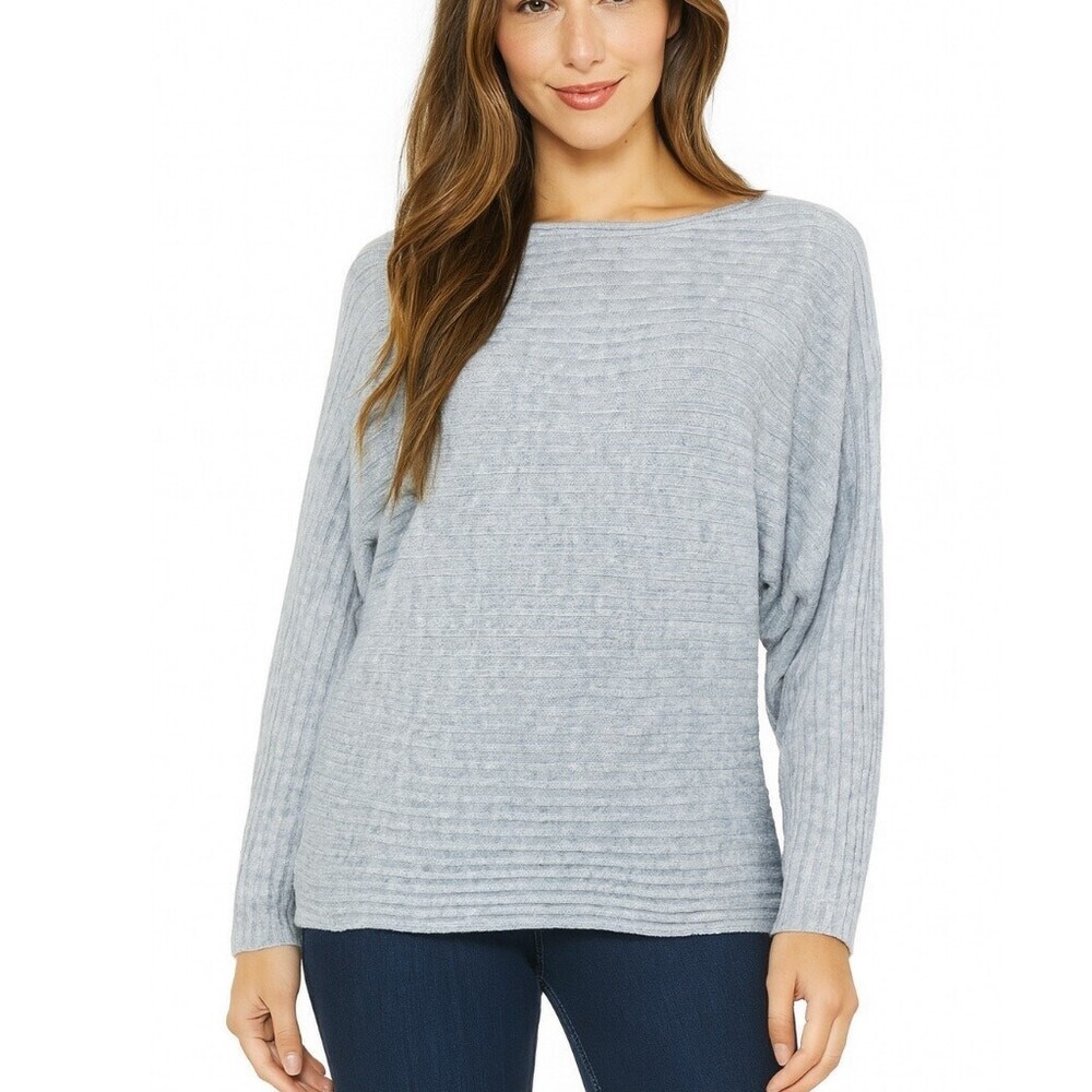 Vince sweater cashmere & wool blend gray ribbed tie bow back long sleeve SZ sm